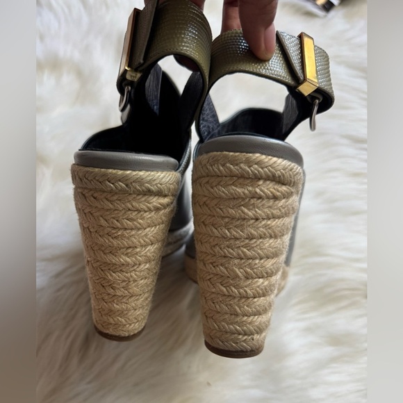 Balenciaga Gray Monochromatic espadrille wedges Mules ankle buckle - Picture 3 of 7